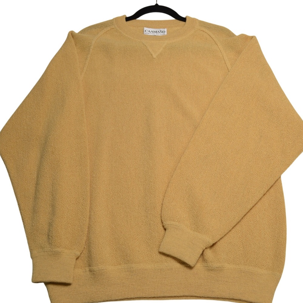 CAAMANO Limited Edition‎ Alpaca Sweater Mens Large Yellow Crewneck Pullover